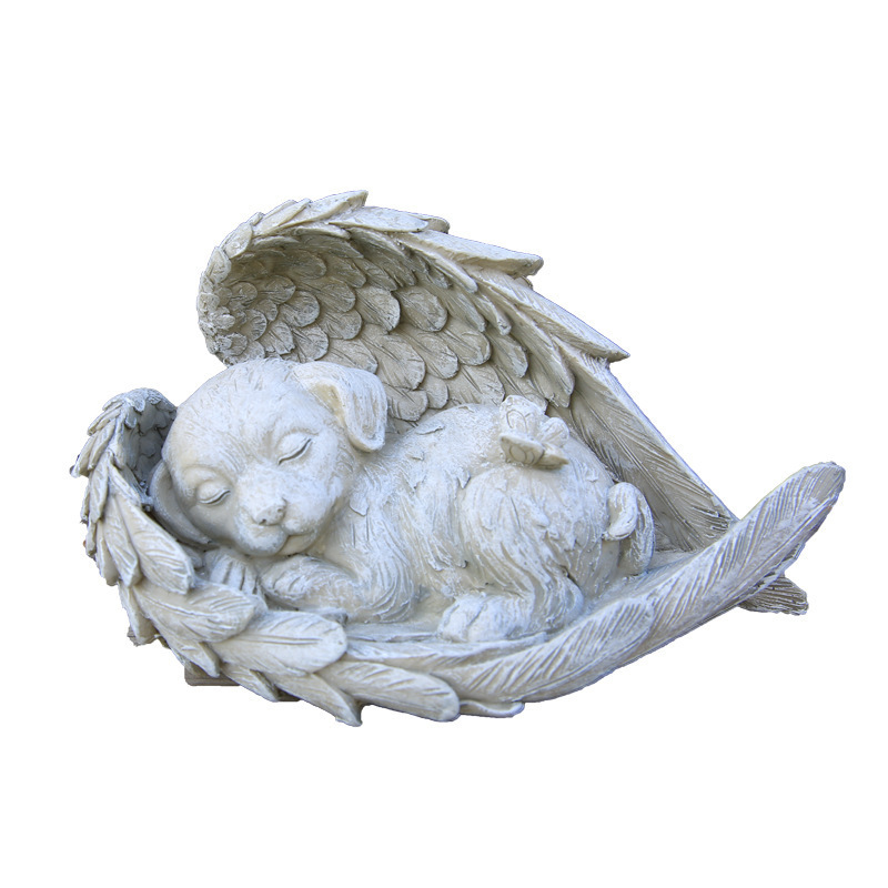 Home Decoration Garden Decor Animal Angel Ornaments Resin Statue Creative Angel Dog Cat Decoration Pet Tombstone Memorial Stone