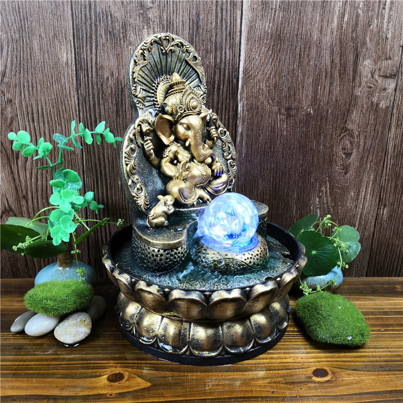 Ganesh Statue Southeast Asia Thailand Like Elephant Gods Water Fountain Ornament Gifts Crafts Decoration Tabletop Water Fountain