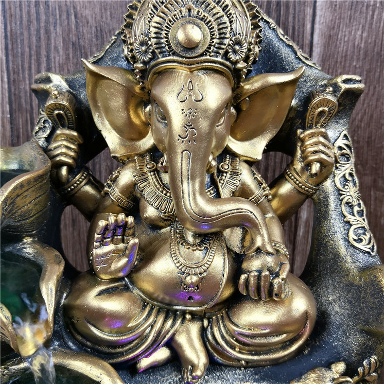 Hot Sale Tabletop Water Fountain Ganesh Statue Southeast Asia Elephant God Buddha Ornament Gift Crafts Decoration Water Fountain