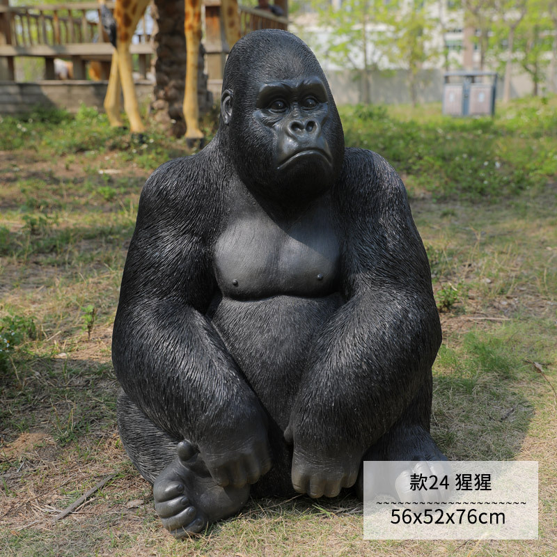 Hot Sale Outdoor Park Garden Decoration Animal Fiberglass Gorilla Sculpture Life Size Fiberglass Sculpture Gorilla Statue