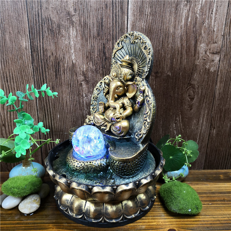 Ganesh Statue Southeast Asia Thailand Like Elephant Gods Water Fountain Ornament Gifts Crafts Decoration Tabletop Water Fountain