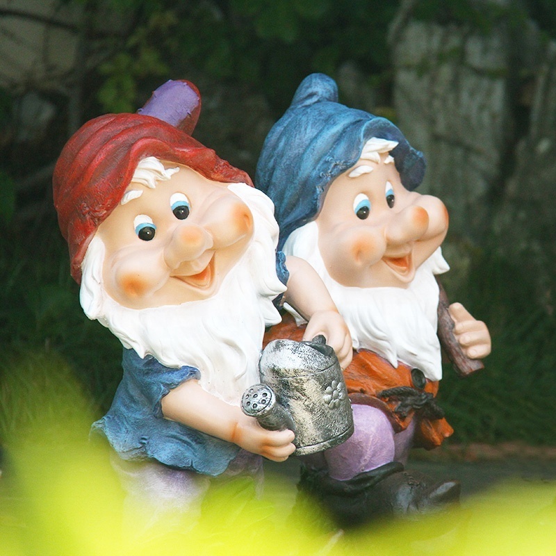 Outdoor Decoration Fiberglass Cartoon Character Princess Snow And The Seven Dwarfs Sculpture Garden Statues Decoration