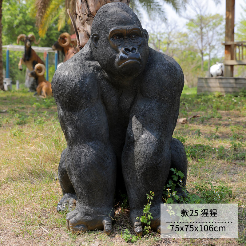 Hot Sale Outdoor Park Garden Decoration Animal Fiberglass Gorilla Sculpture Life Size Fiberglass Sculpture Gorilla Statue