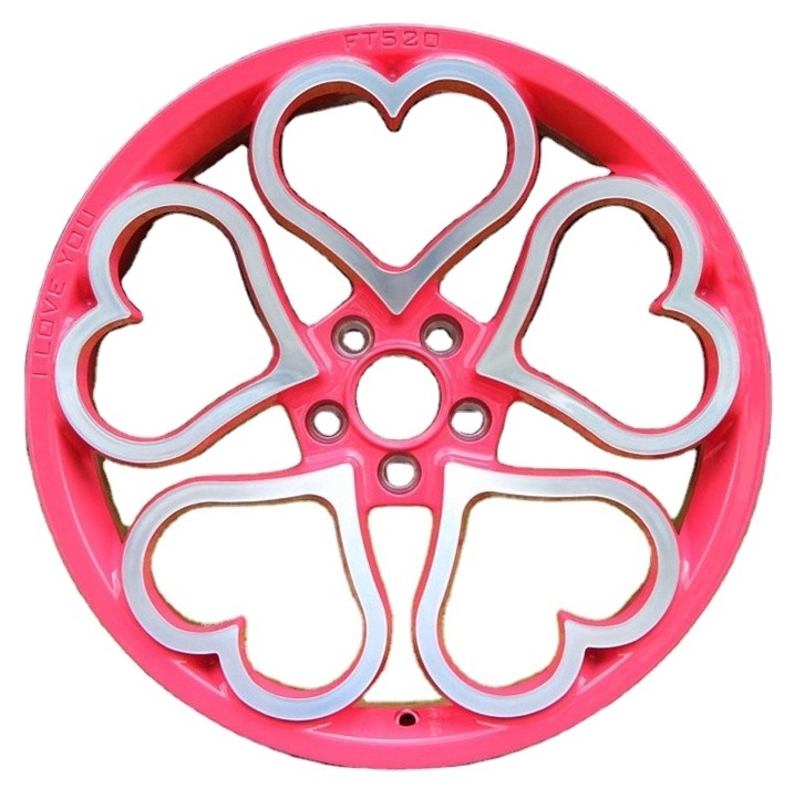 pink heart wheels, car forged wheels with hearts, rims with hearts