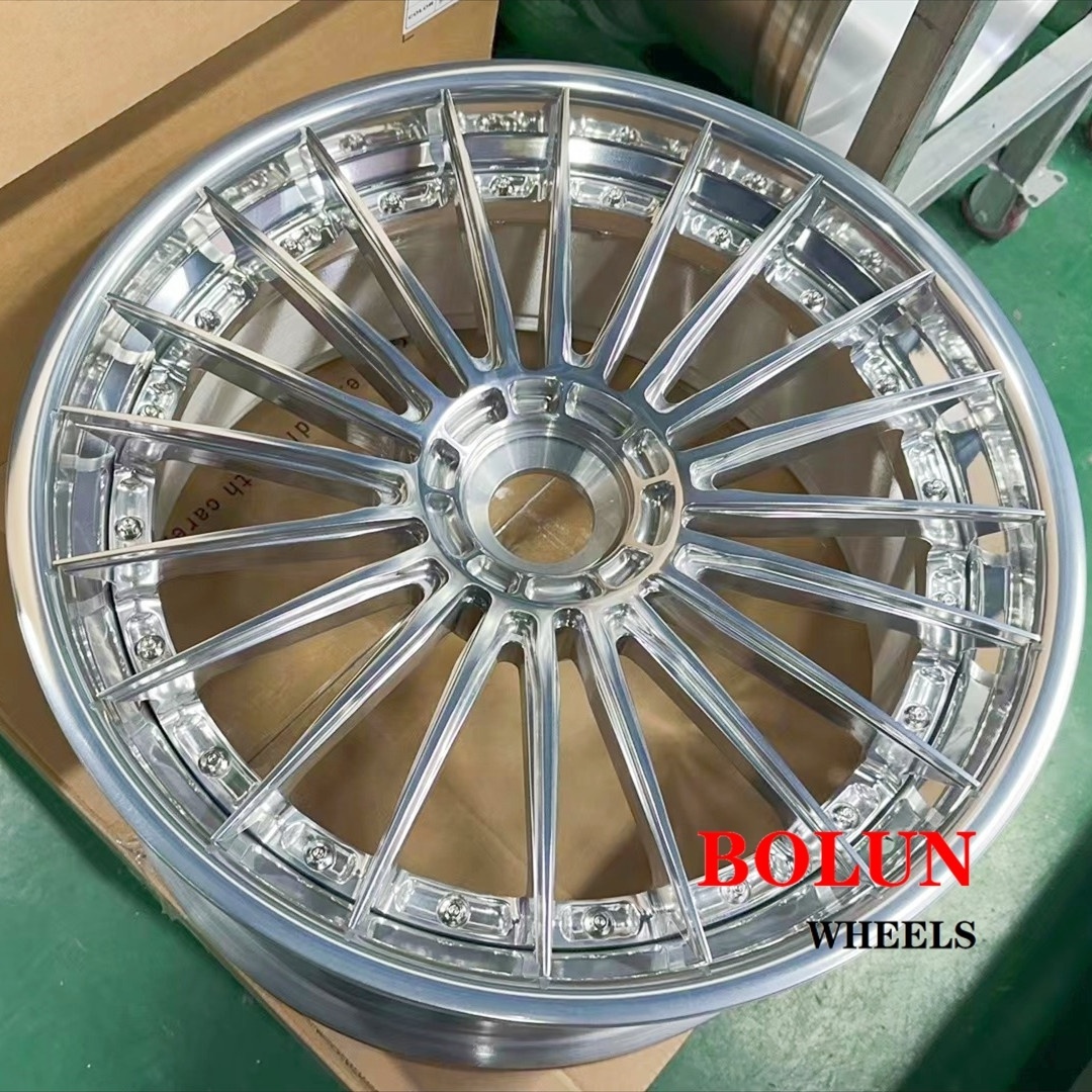 Bolun full polished 21*9.5 22*12.5 Inch 3 pieces center lock Custom Luxury Car Rims wheels For Porsche 911 Turbo rims