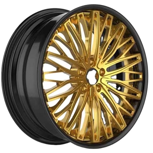 Custom 2pc forged rims with chrome gold spokes forged aluminum alloy car rim 18 -24 inch 5x120 forged car wheels