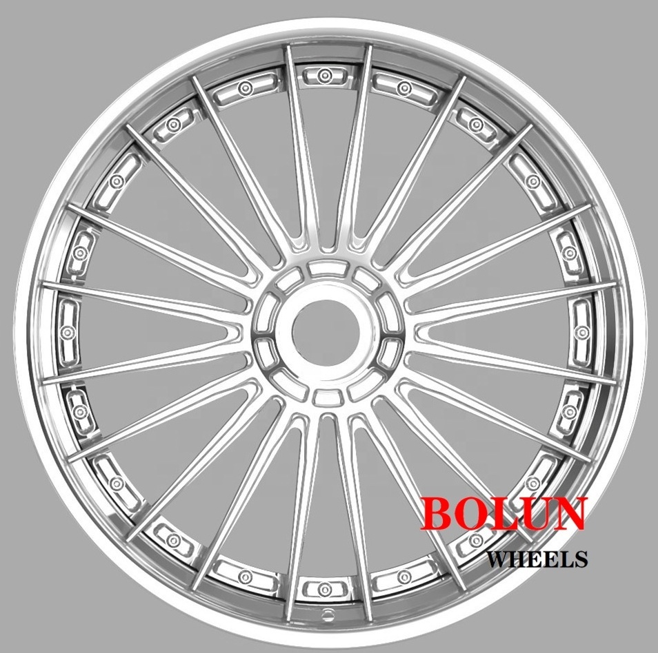 Bolun full polished 21*9.5 22*12.5 Inch 3 pieces center lock Custom Luxury Car Rims wheels For Porsche 911 Turbo rims