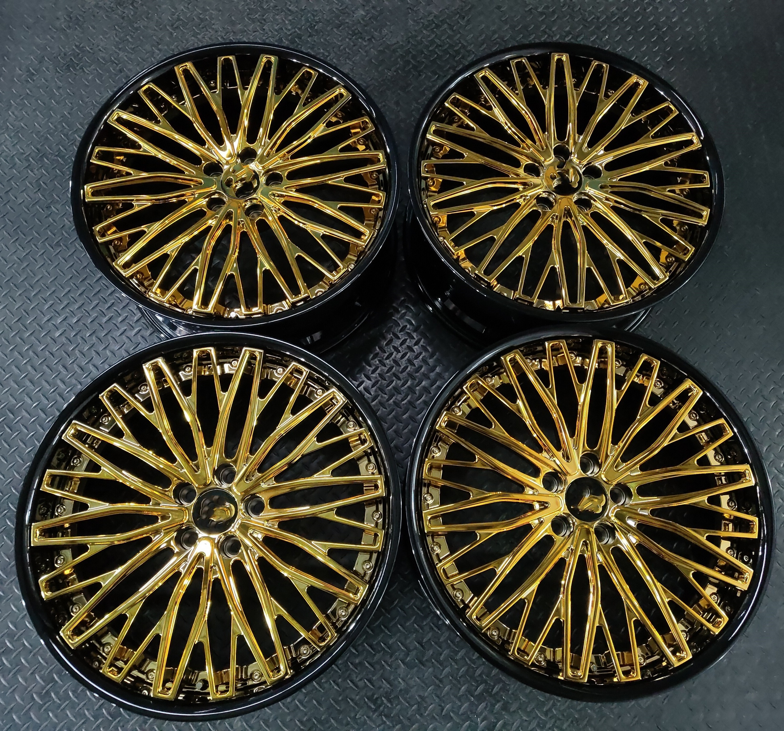 Custom 2pc forged rims with chrome gold spokes forged aluminum alloy car rim 18 -24 inch 5x120 forged car wheels