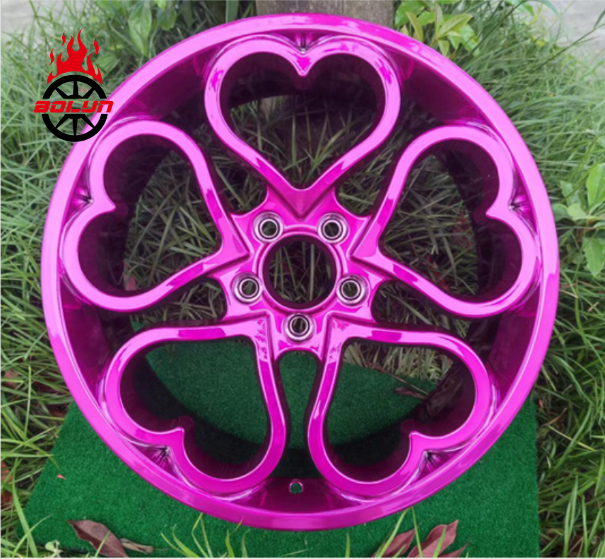 Custom bolun forged 16 17 18 19 20 21 22 23 24 inch bule red pink painted chrome forged car wheels rims with hearts