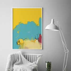 wall decor framed art yellow painting with frame Abstract painting Wall Art bright color wall decor for bedroom