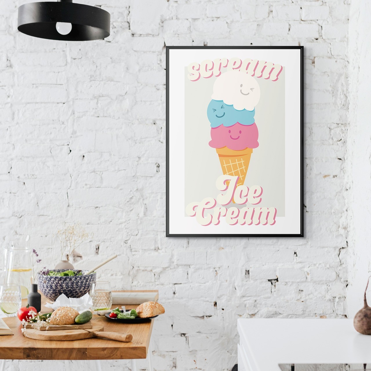 picture frames for canvas prints Ice cream art print framed illustration art Wall Art For Kids