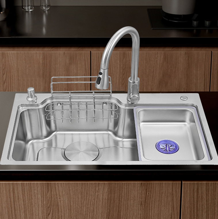 7545 high-capacity single bowl brushed handmade fregadero de cocina modern kitchen designs farm house kitchen sink