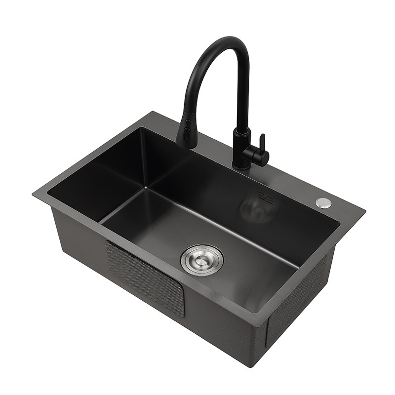 Brazil pia da cozinha stainless steel kitchen sink nano black handmade thickening single bowl above counter sink for the