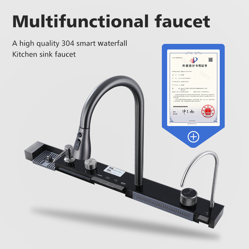 2023 New trend Tiktok smart kitchen sink with waterfall digital piano key 304 stainless steel multi-functional kitchen sinks