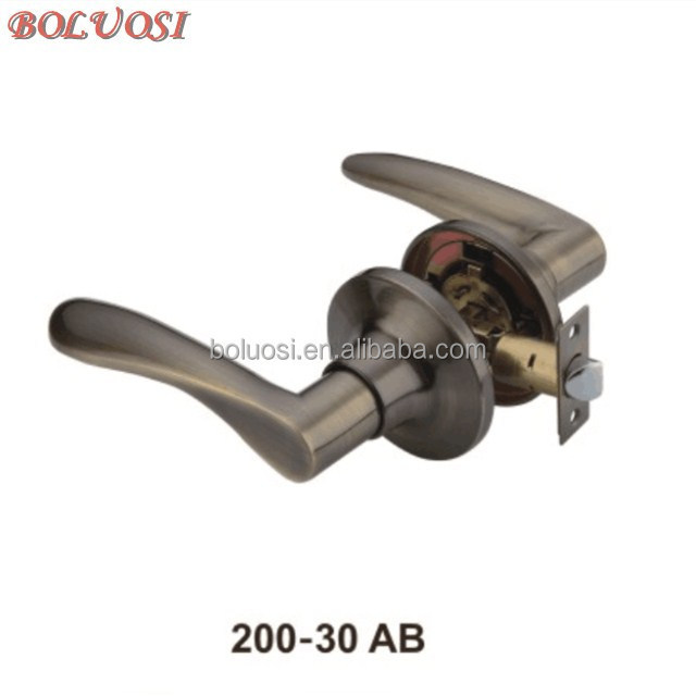 Free sample available aluminum zinc material privacy door locks lever set 200-20 AB BK