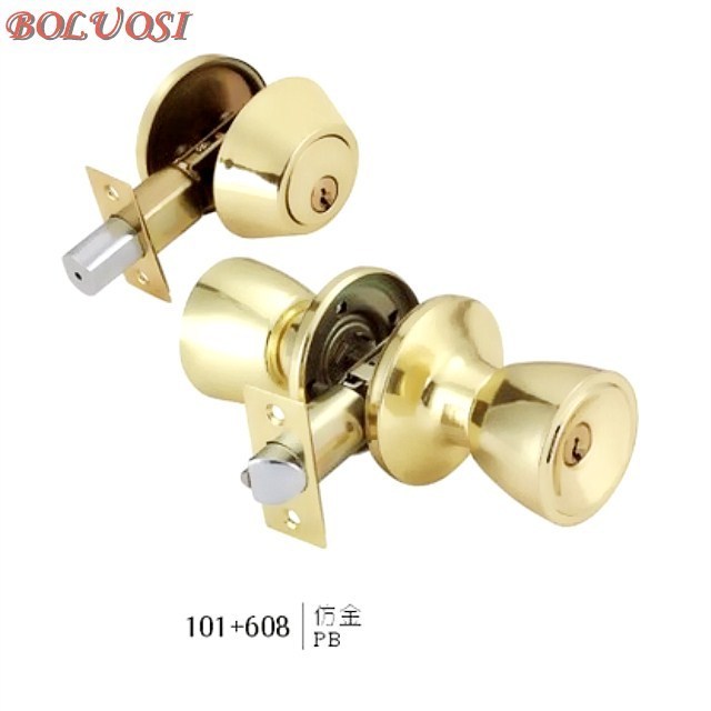 Blister Package Entry Combo Lock Set Lever Deadbolt Double Cylinders Door Brass  Finish Knob Handle Lockset combo lock