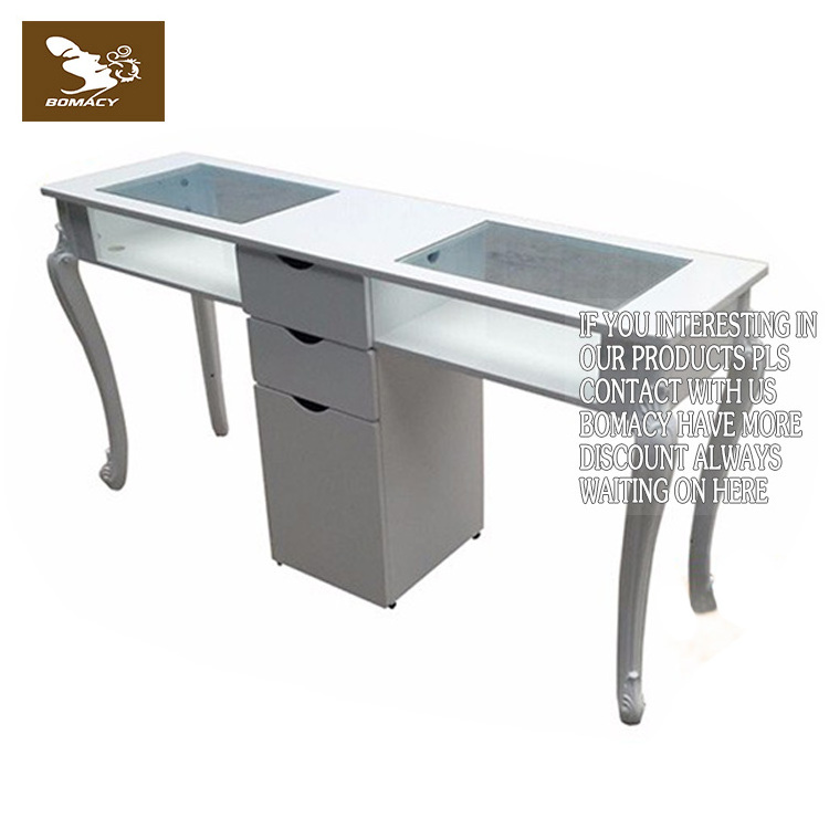 Bomacy Cheap Price Beauty Salon Furniture White Fashion light luxury Manicure Table For Sale