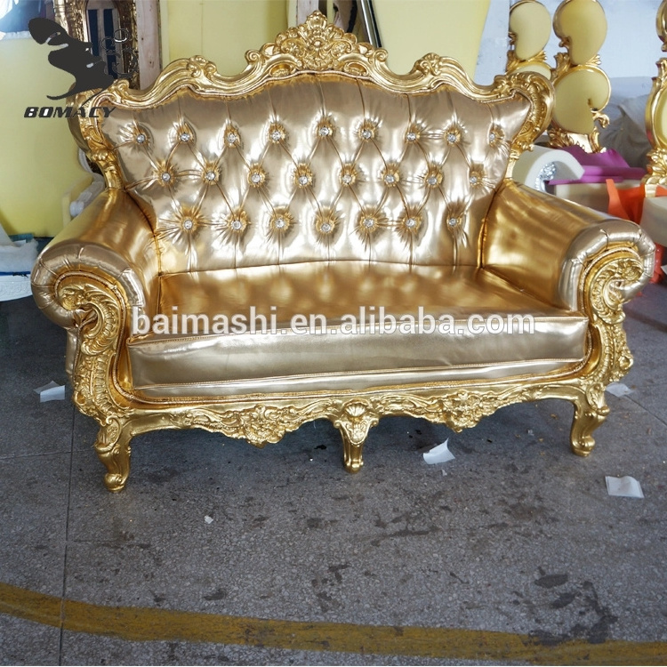 Bomacy Luxury King Queen Golden Beauty Salon Furniture Waiting Area Used Waiting Sofa