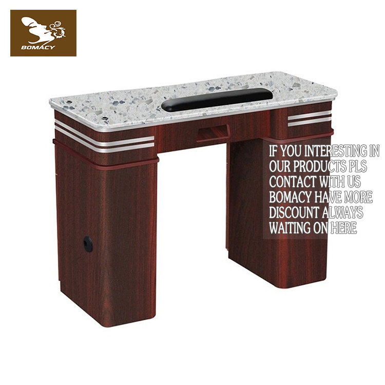 Bomacy Classic Wooden Nail Used light luxury Manicure Table With Drawers and Marble Top