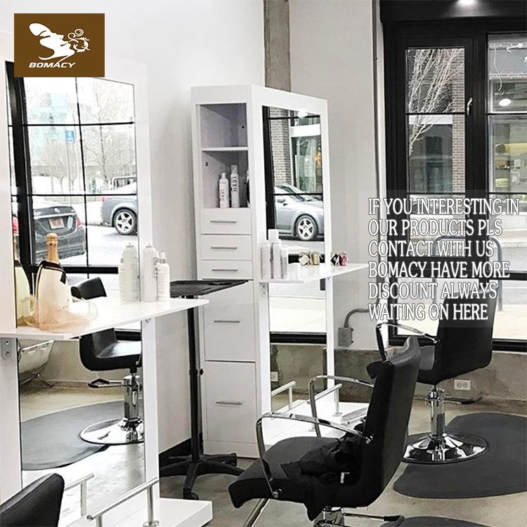 Newest design barber shop hair salon furniture double side  full body styling mirror station