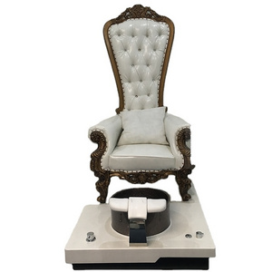 Bomacy Popular Used Salon Furniture Cheap Price Wood Carved Luxury Back Throne Pedicure Chairs