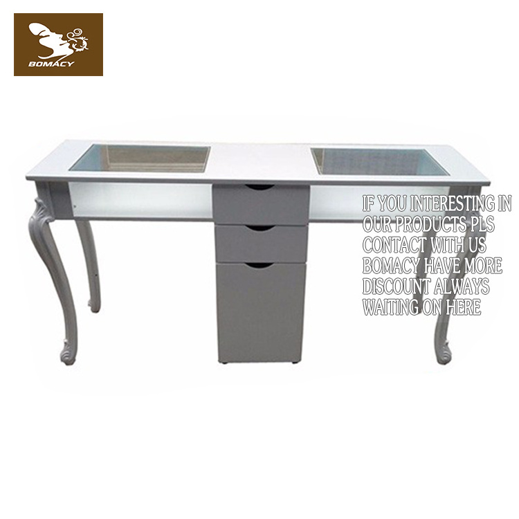 Bomacy Cheap Price Beauty Salon Furniture White Fashion light luxury Manicure Table For Sale