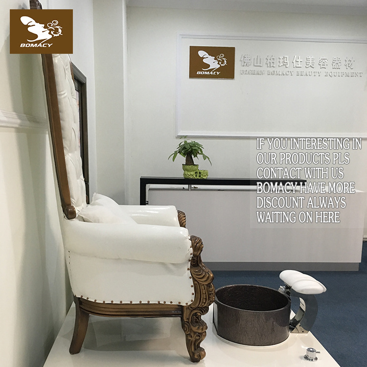 Bomacy Popular Used Salon Furniture Cheap Price Wood Carved Luxury Back Throne Pedicure Chairs