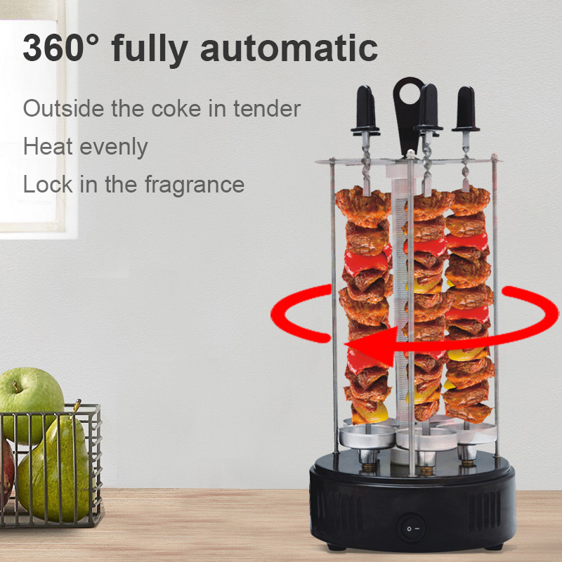 BOMA Stainless Electric Smokeless Vertical BBQ Meat Satay Kebab Skewer Grill Making Electric Grill Kebab Machine