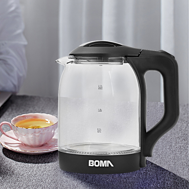 BOMA Promotion 2L Washable Boil-Dry Protection Water Heater Transparent Glass Electric Kettle Home Kitchen Appliance