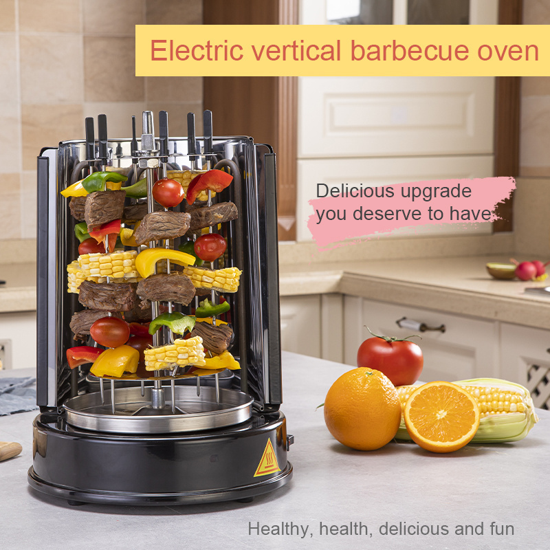 BOMA Stainless Electric Smokeless Vertical BBQ Meat Satay Kebab Skewer Grill Making Electric Grill Kebab Machine