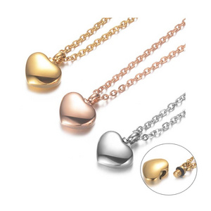 Women Men Cremation Jewelry Stainless Steel Gold Silver Black Plated Love Heart Shaped Urn Necklace Memory Pet Ashes Necklace