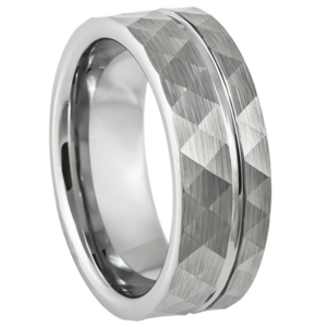 Tungsten Carbide  Faceted 8mm Wedding Ring Never Fade mens womens tungsten carbide ring