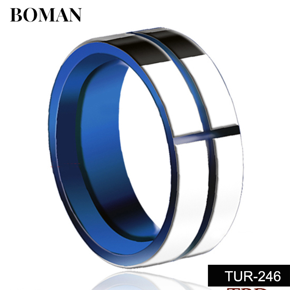 High-end pure tungsten carbide his and hers tungsten rings blue starry nebula 8mm tungsten carbide ring blue