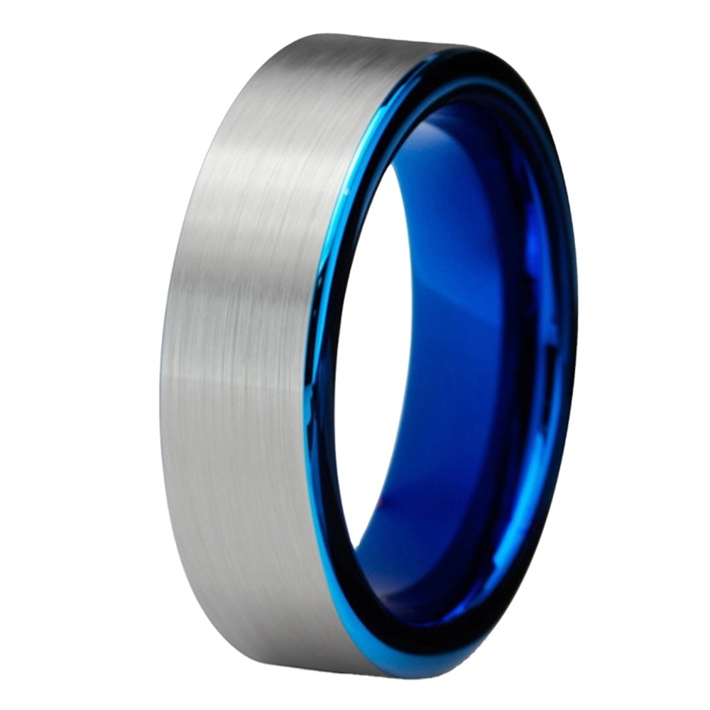 High-end pure tungsten carbide his and hers tungsten rings blue starry nebula 8mm tungsten carbide ring blue