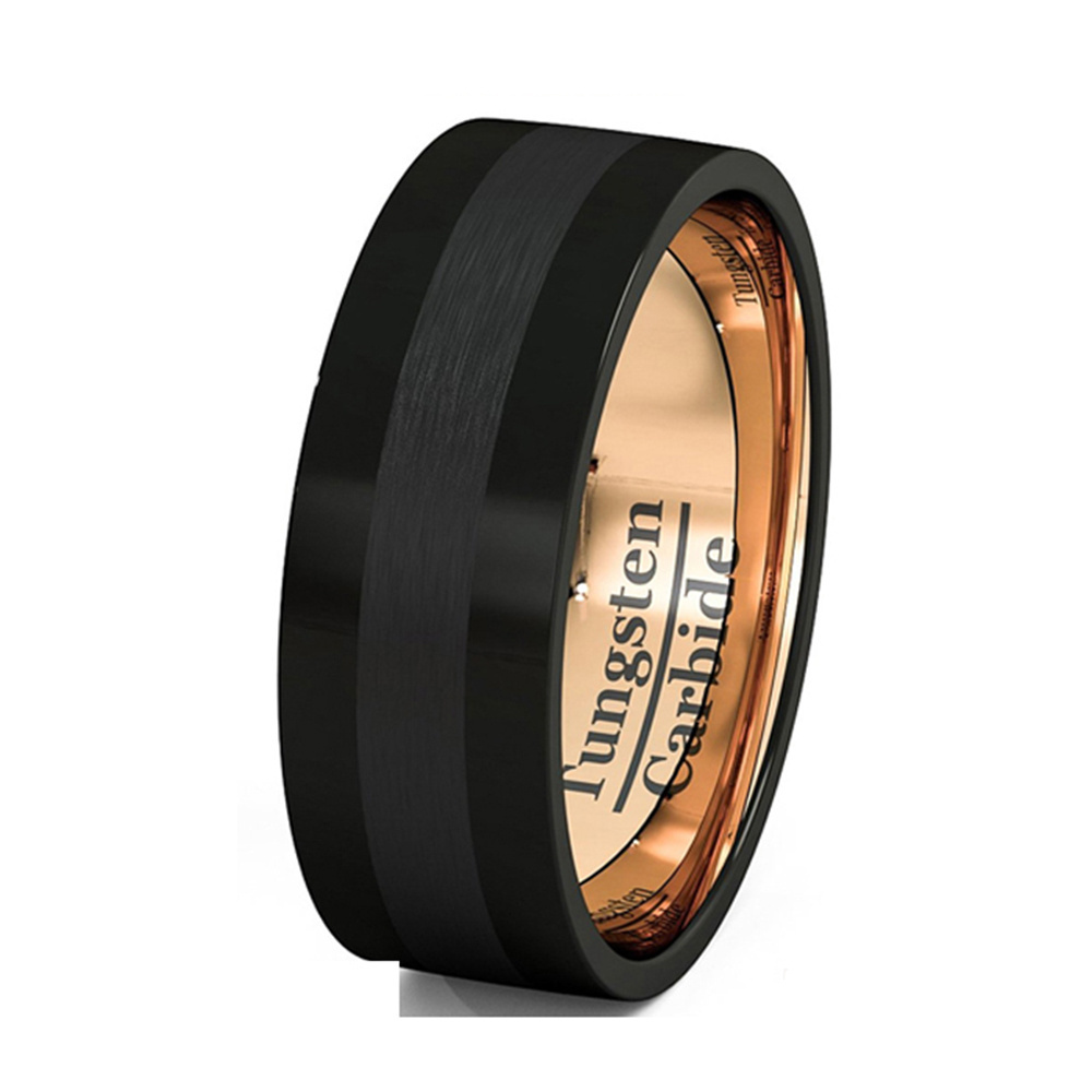 Wholesale Tungsten Carbide Rings rose gold tata ring matte finished 8mm rose gold engravable ring