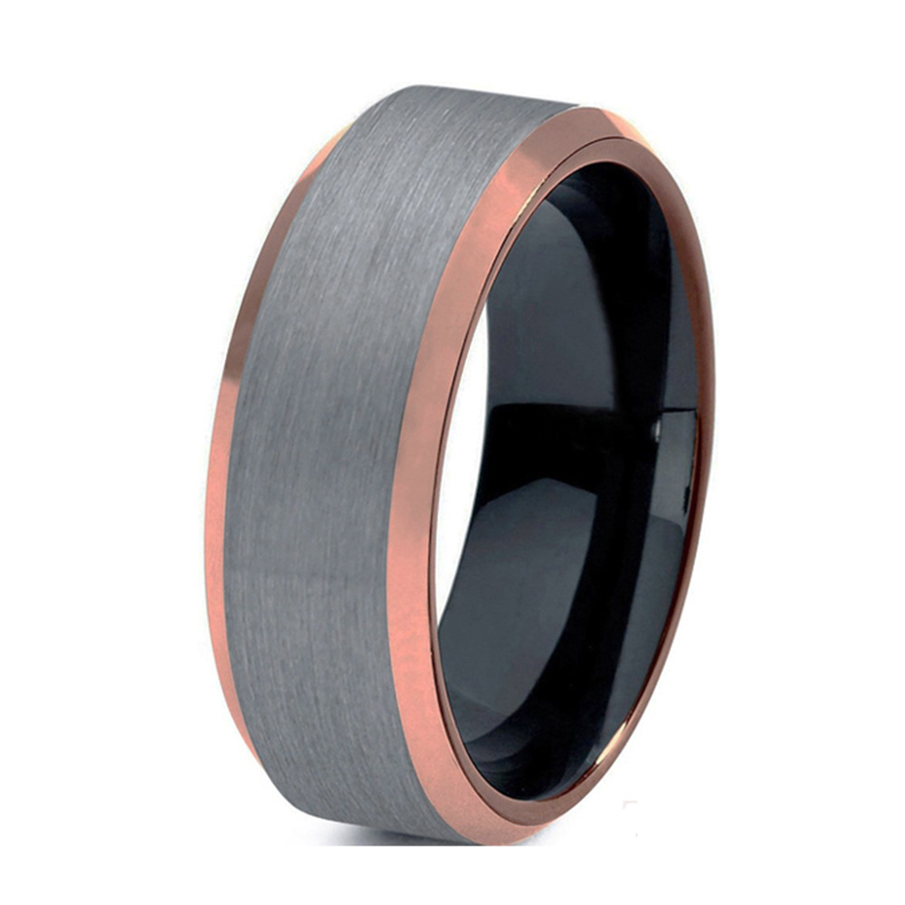 Wholesale Tungsten Carbide Rings rose gold tata ring matte finished 8mm rose gold engravable ring