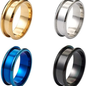 Tungsten carbide Grooved Finger Rings Titanium channel ring blanks High Polished Grooved stainless steel Core Blank Rings