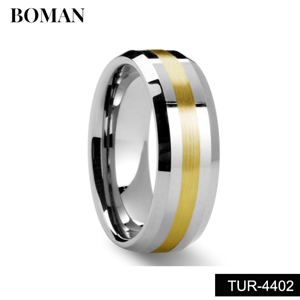 8mm Tungsten rings Real gold and silver Inlay  for Men Women Engagement Promise Wedding Band