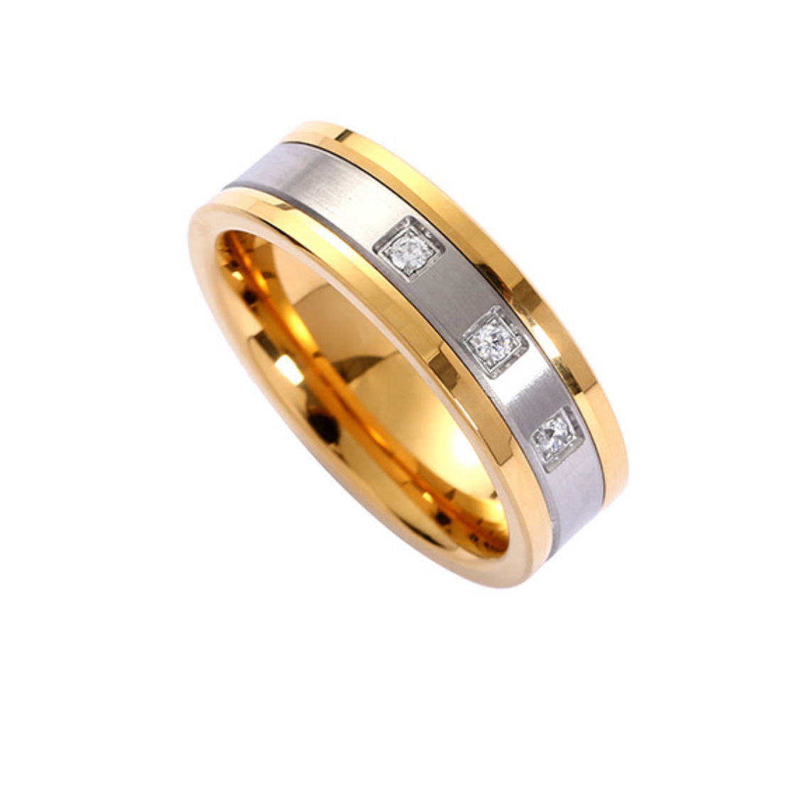 Cool Mens Rings Cz  Rose Gold &24k Yellow Gold  Plated Tungsten Men Ring Wedding Bands Eternity Fashion Engagement Wedding Band