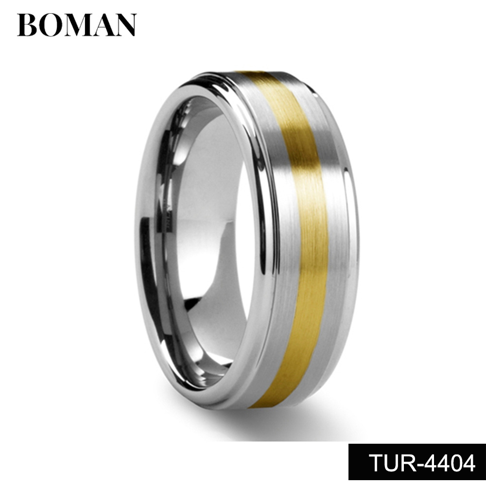 8mm Tungsten rings Real gold and silver Inlay  for Men Women Engagement Promise Wedding Band