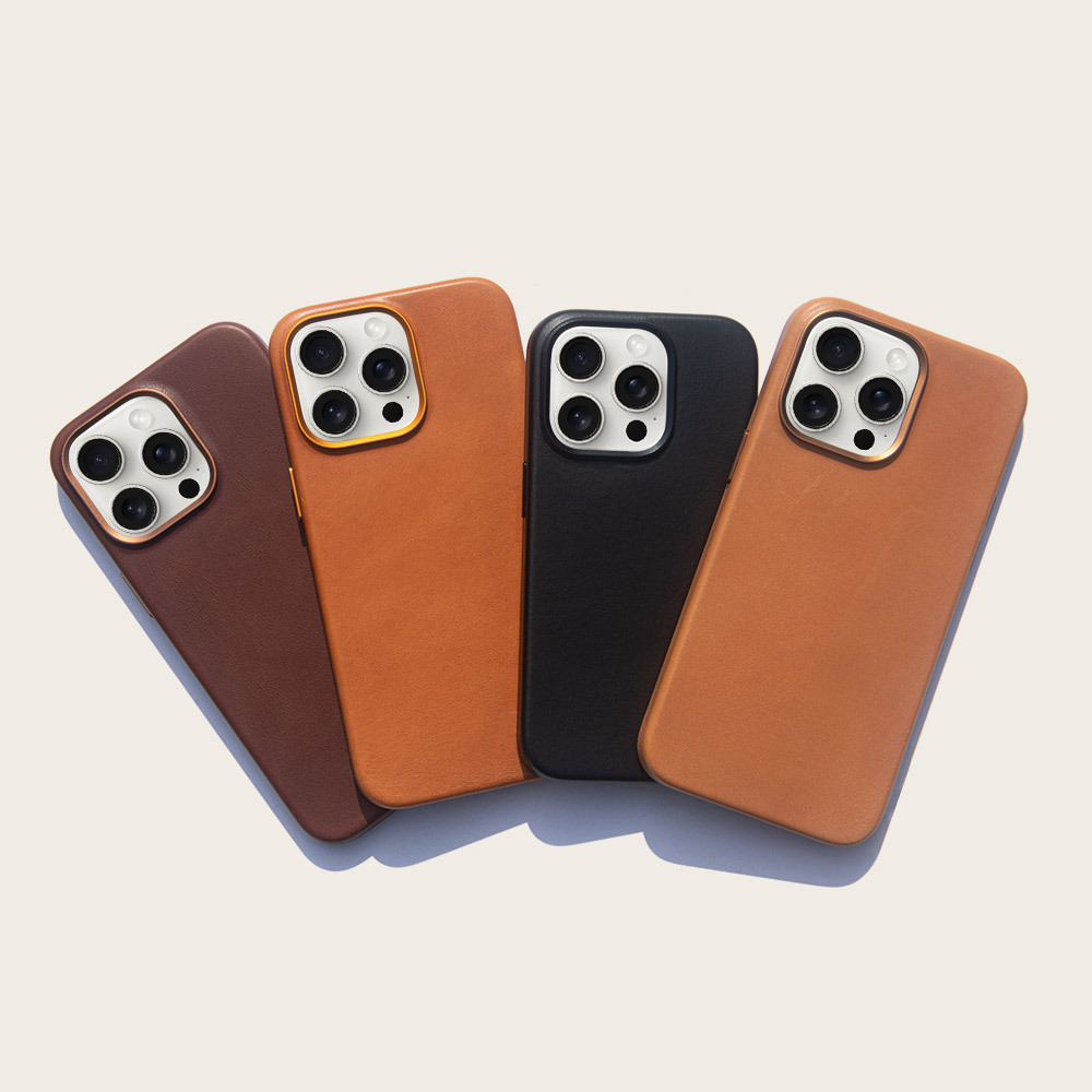 New arrival custom magnetic pu / genuine leather mobile cell phone case for iPhone 15 phone case