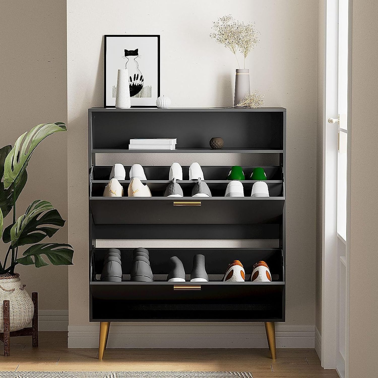 Manufacturer direct traditional bedroom cabinet storage 5-tier stackable metal shoe rack