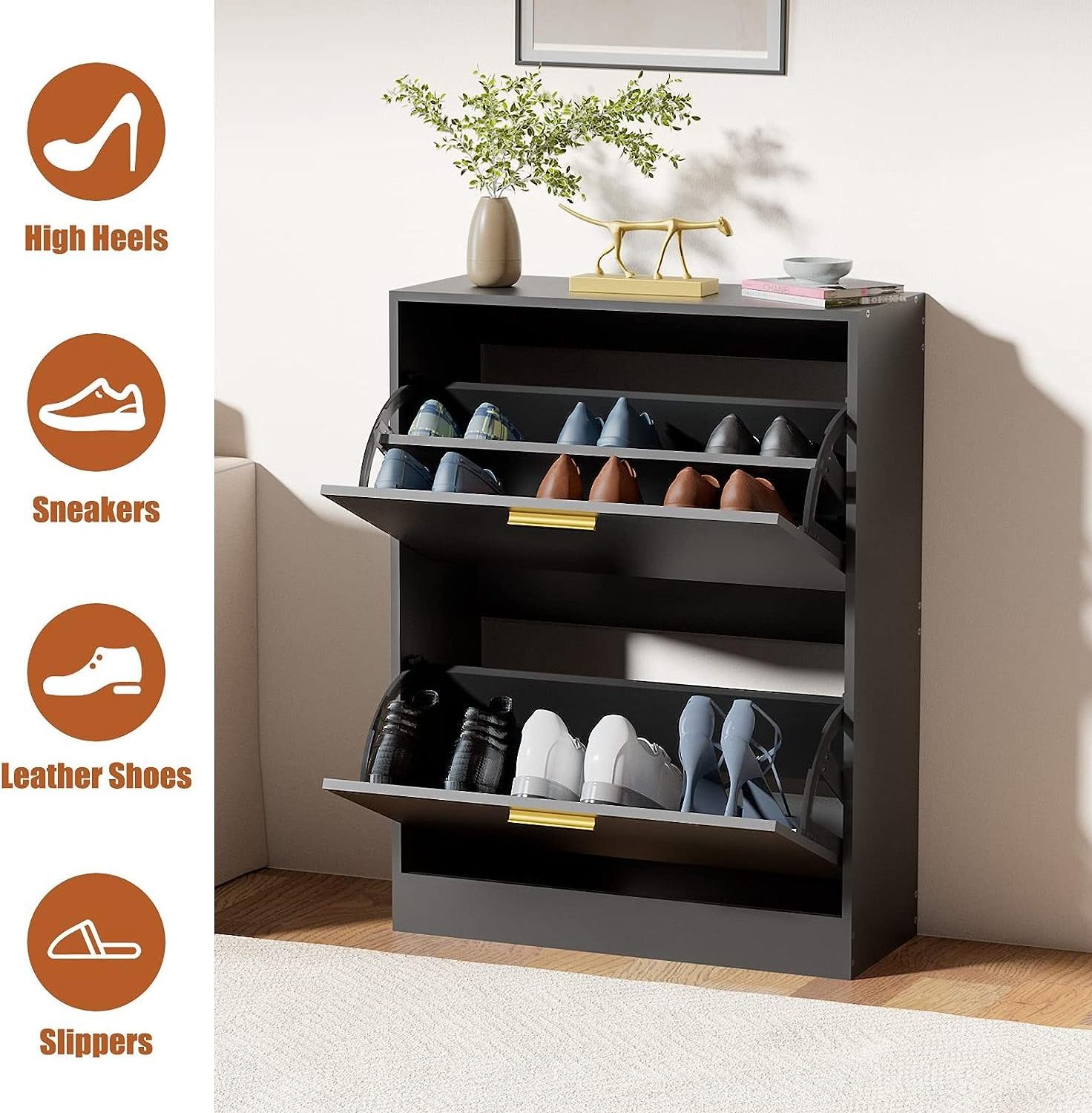 2023 Wholesale price european sports venues mirror cabinet 4 tier folding bamboo shoe rack for hallway