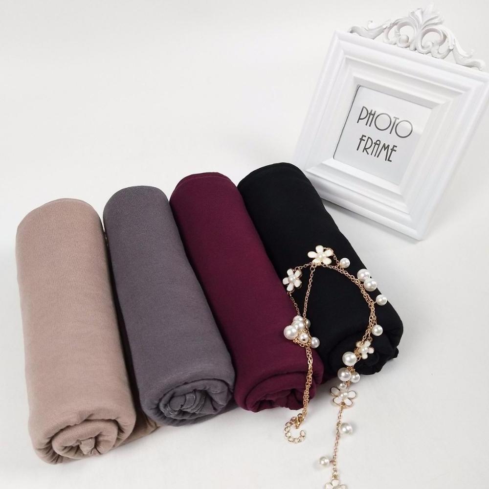 Factory Supplier High Quality Big Size Soft Elastic Plain Cotton Jersey Muslim Hijab Shawl Women Cotton Scarf