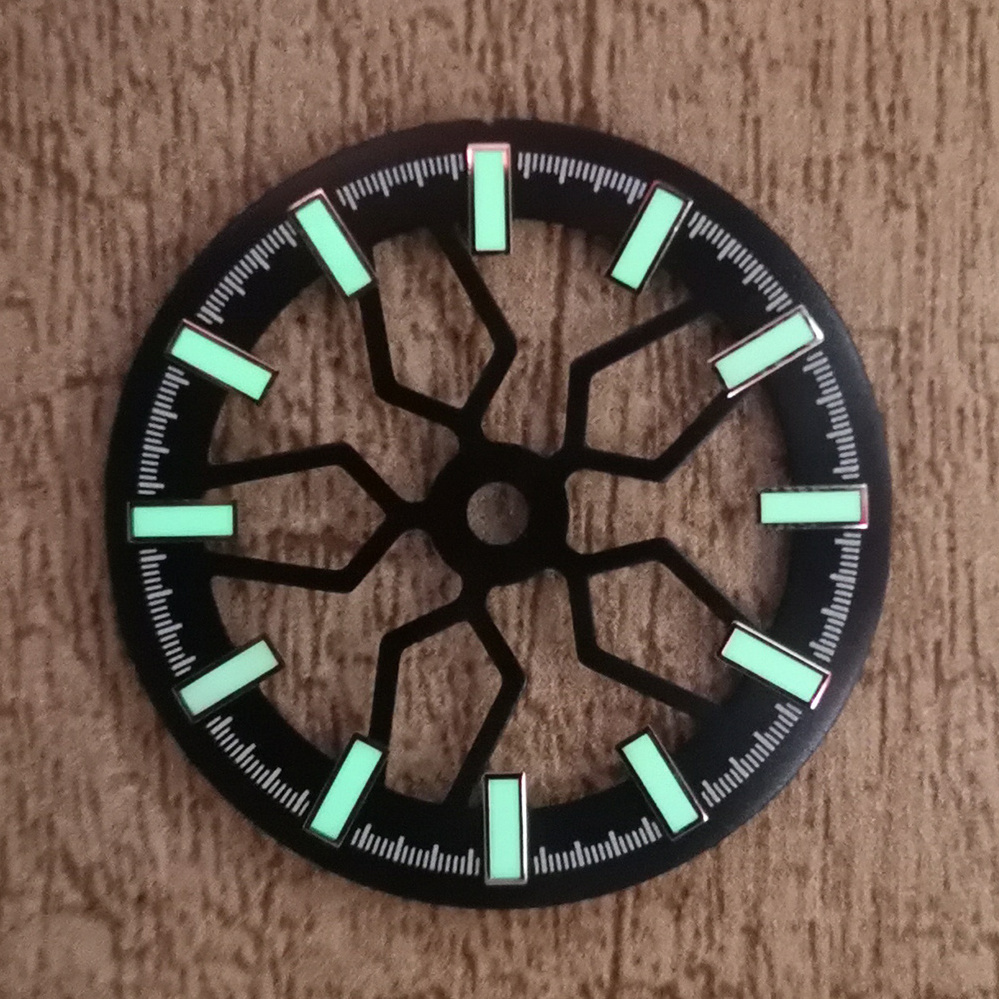 New NH70 movement dial 8.5MM diameter hollow wheel bone green luminous dial watch accessory parts Manufacturer