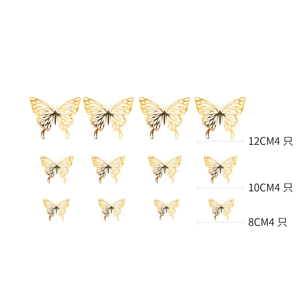 New Design High Quality Gold And Silver 3D Simulated Butterfly Decoration Wedding Family Holiday Party Decoration