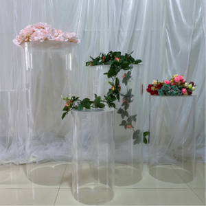 3Pcs Party Wedding Props Acrylic Plinths Pillars Cylinder Candy Dessert Cake Pedestal Display Balloon Stands Party Decorations