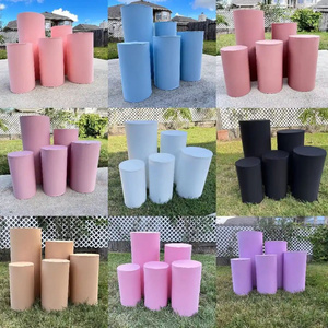 Wedding Party Baby Shower Decoration Backdrop Dessert Cake Table Cylinder Pedestal Cover Round Plinths Biodegradable Outdoor