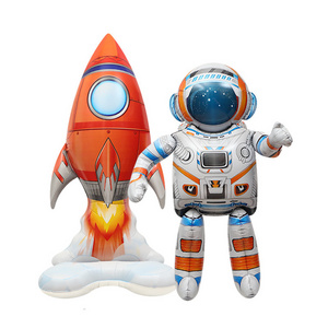 4D Astronaut Rocket Foil Helium Happy Birthday Balloons Kids Party Decorations Bobo Balloon Arch Stand Event Decoration