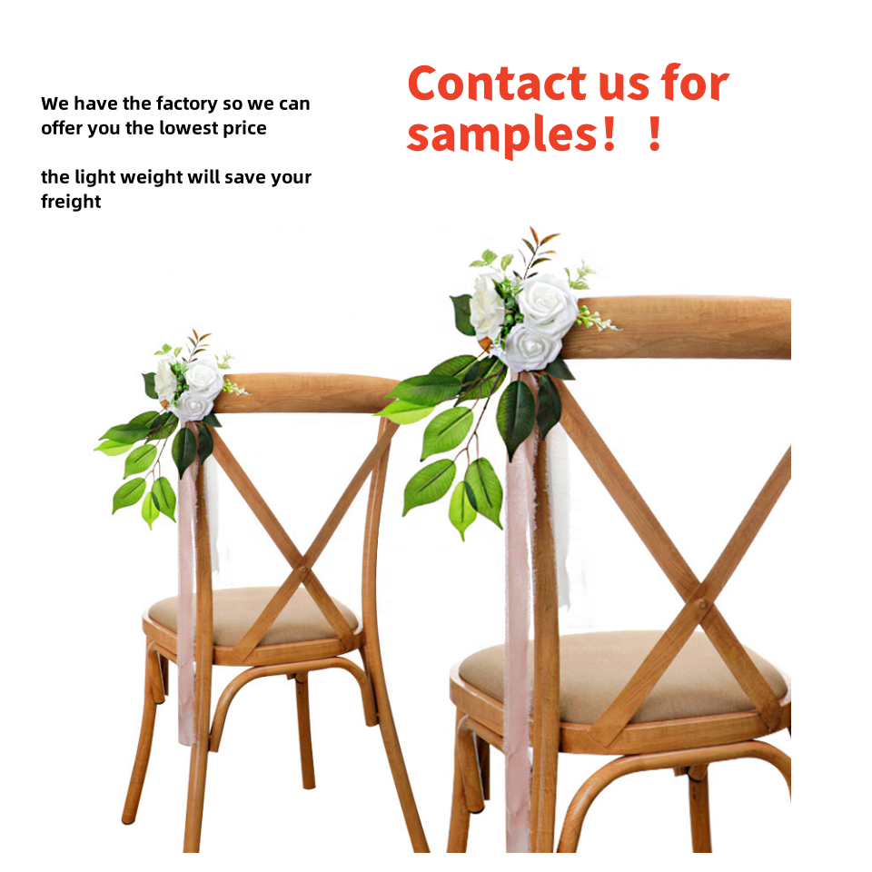 Wedding Event Ceremony Decorations Chair Sashes Back Organza Silk Artificial Flower Fabric Plants Party Stage Room Decoration